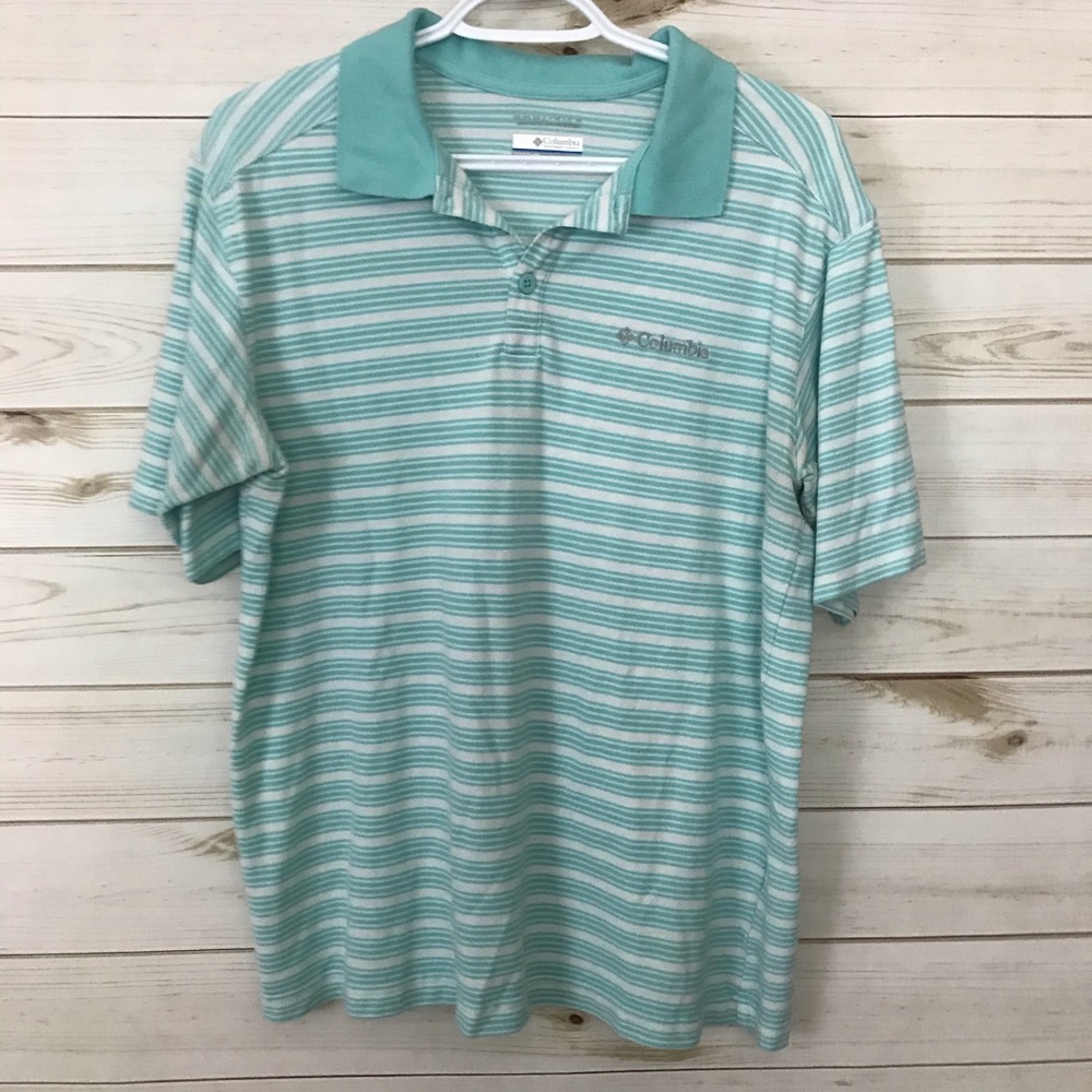 Men’s Columbia Blue Striped Polo shirt, Size M